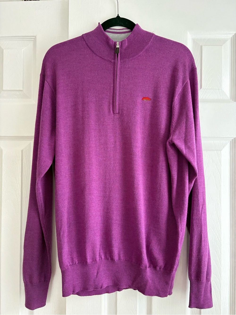 Peter Millar quarter Zip Sweater in purple 80% Merino wool 14% silk